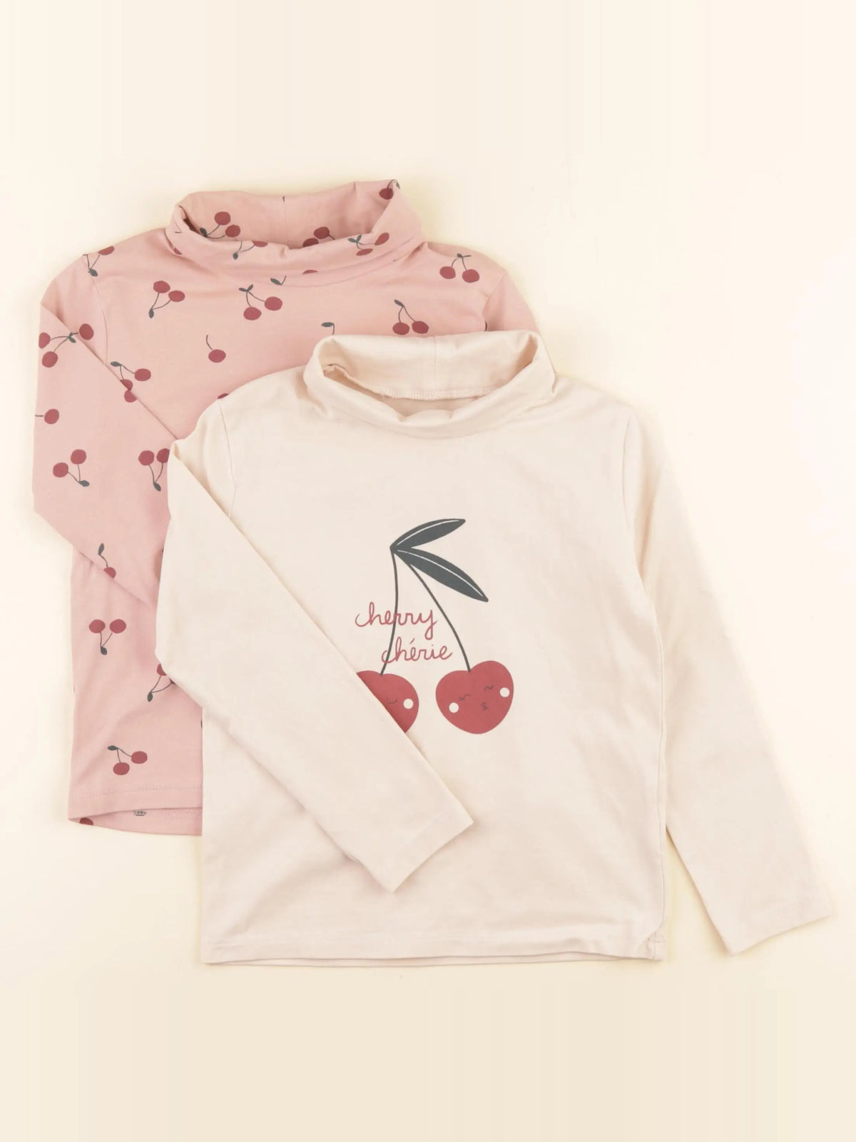 Vertbaudet - lot de 2 sous-pulls rose, beige - 5 ans