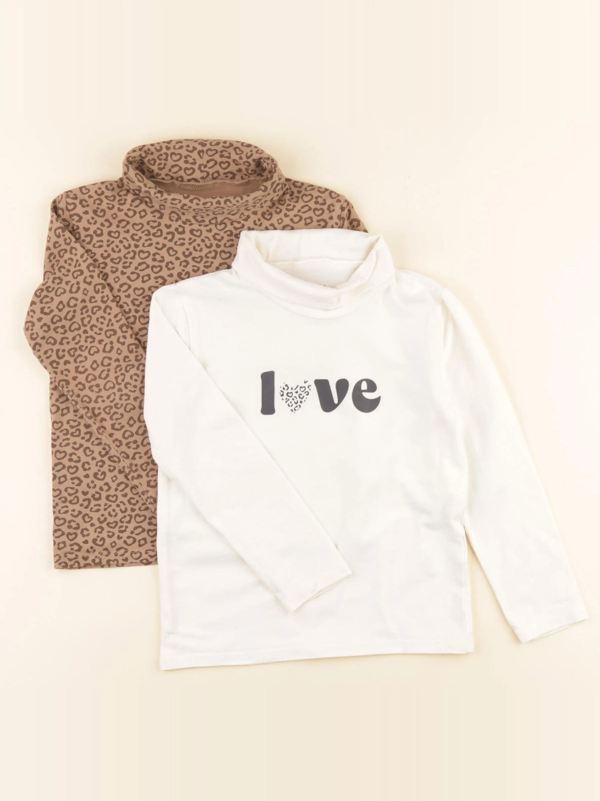 Vertbaudet - lot de 2 sous-pulls beige, marron - 5 ans