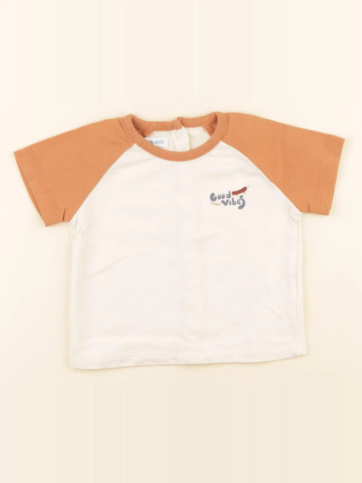 Vertbaudet - tee-shirt beige, marron - 6 mois
