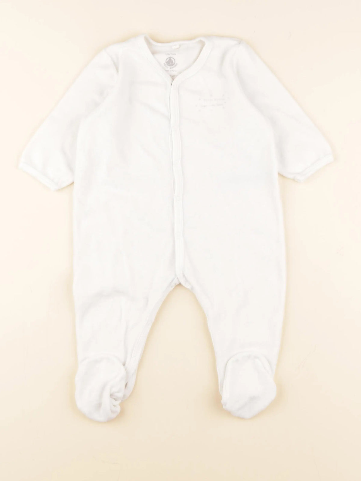 Petit Bateau - pyjama velours blanc - 12 mois
