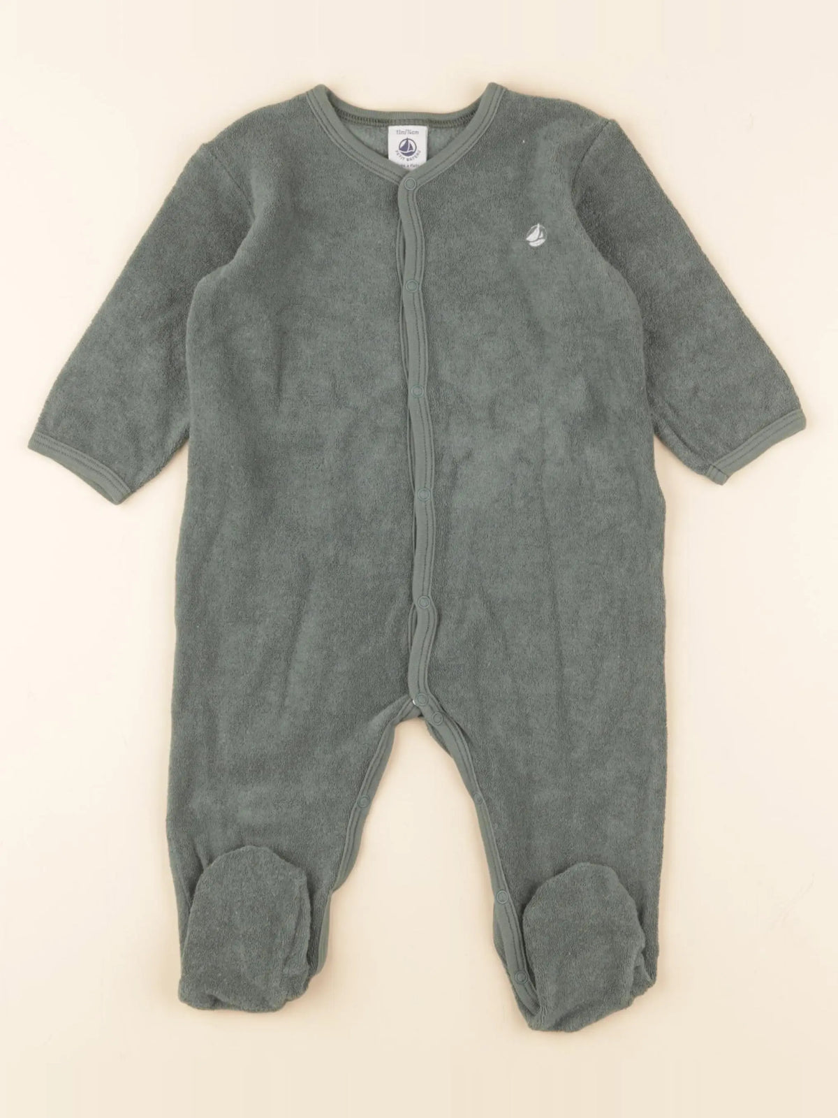 Petit Bateau - pyjama coton vert - 12 mois