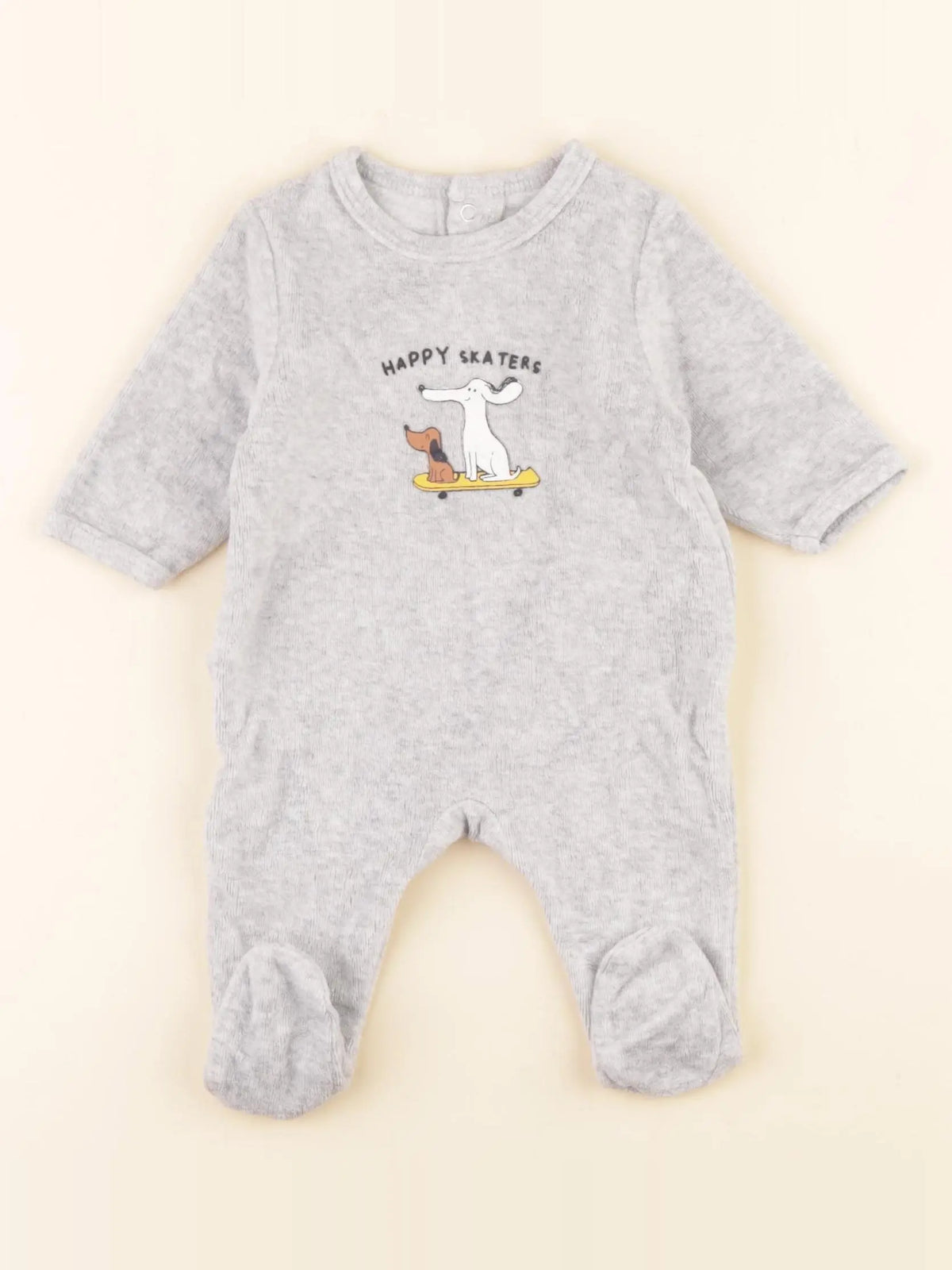 Vertbaudet - pyjama velours gris - 1 mois