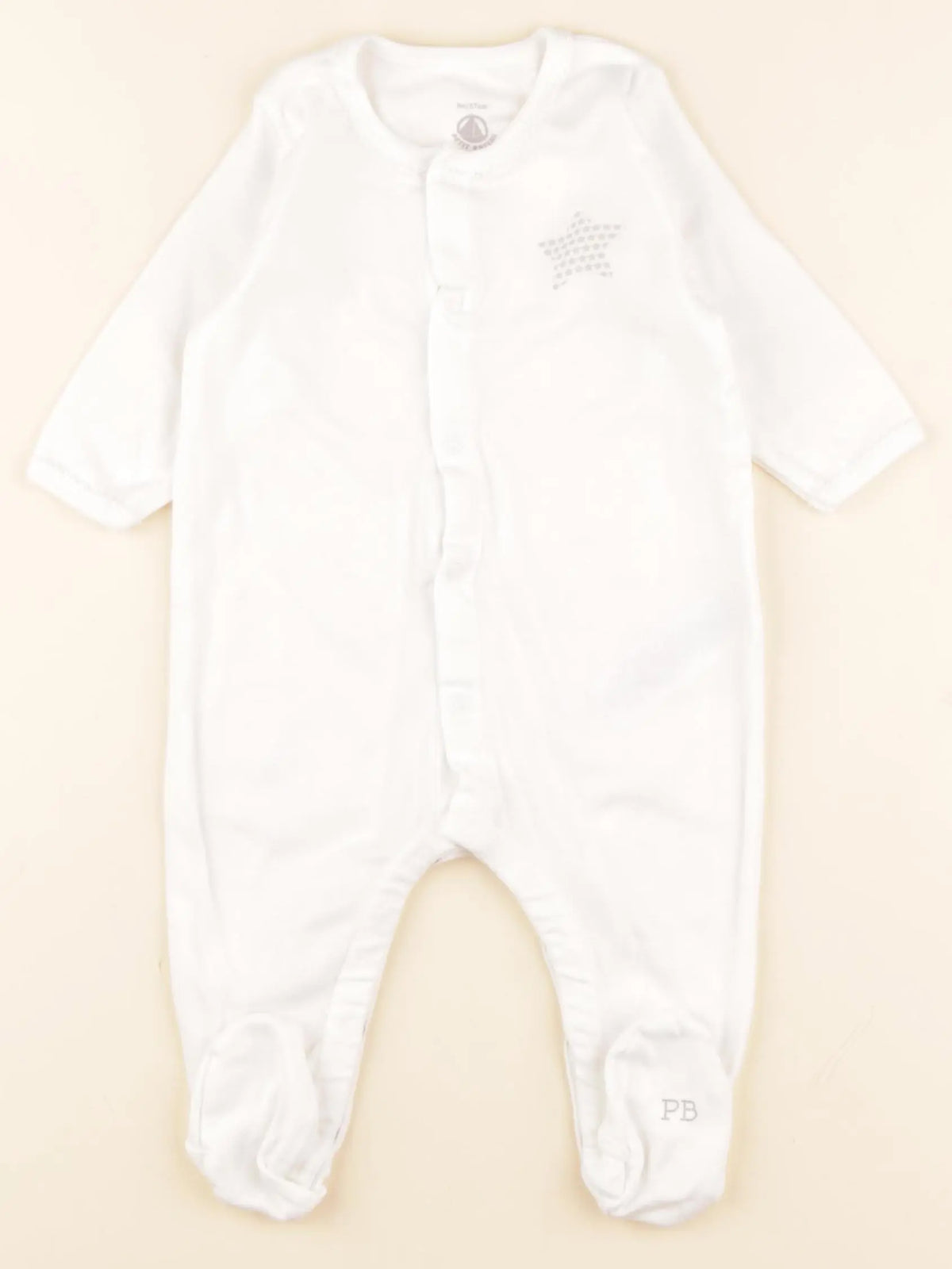 Petit Bateau - pyjama coton blanc - 6 mois