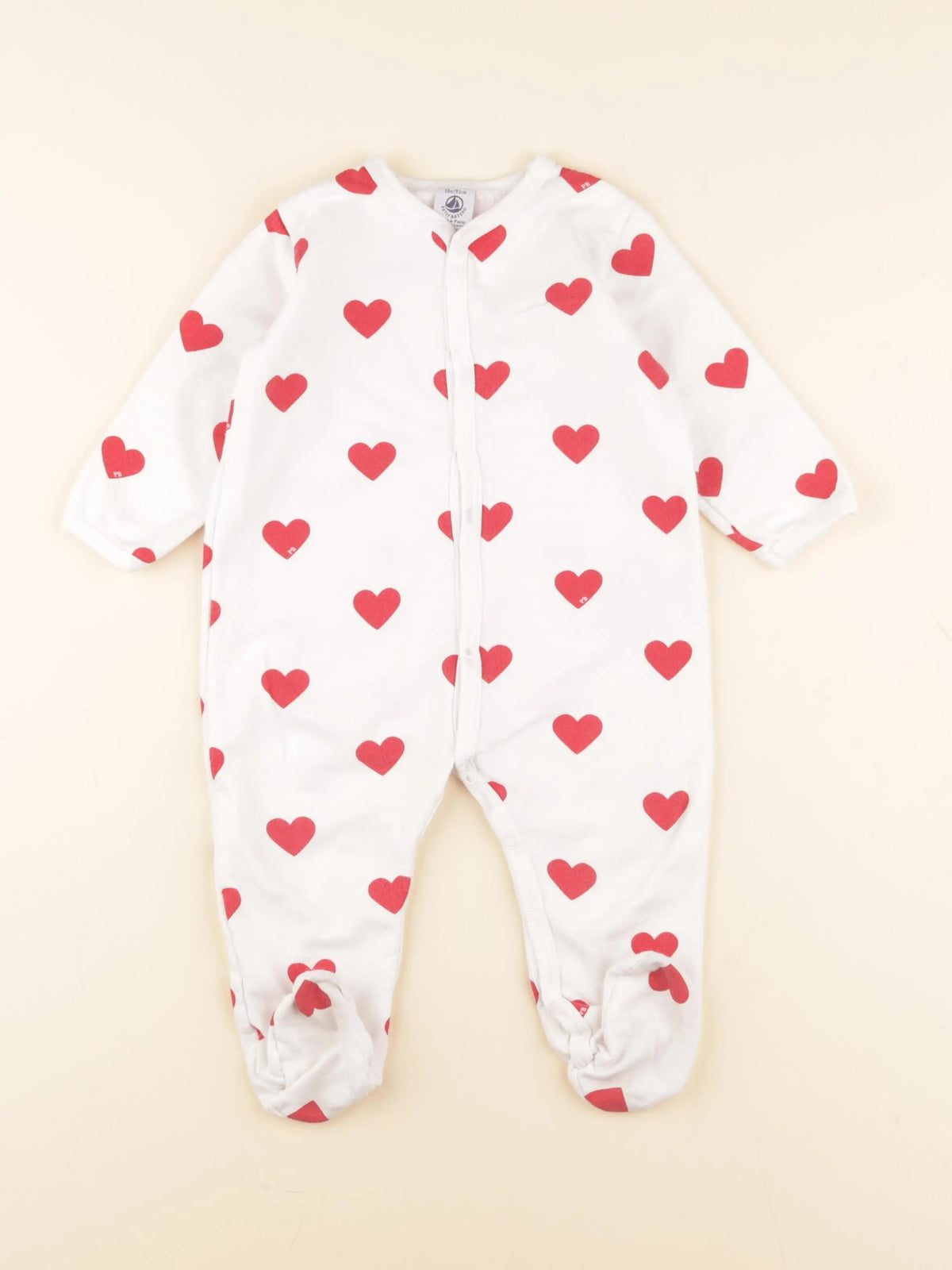 Petit Bateau - pyjama coton blanc, rouge - 18 mois