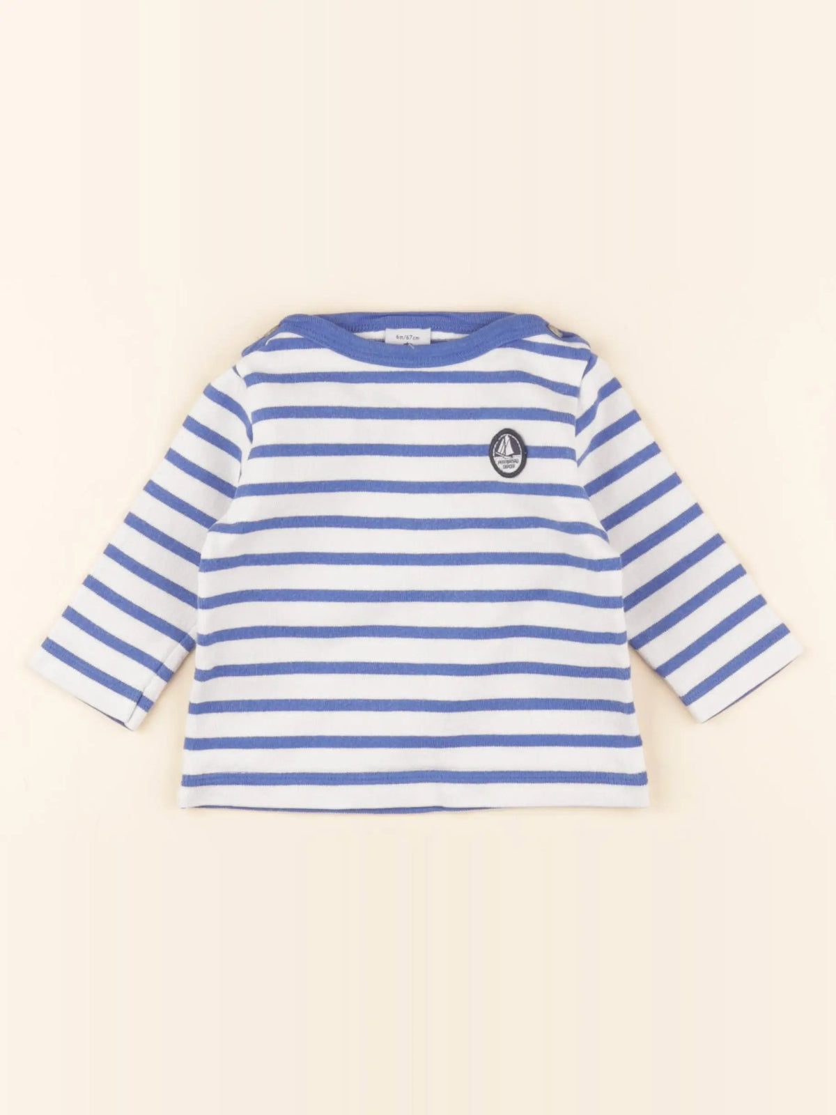 Petit Bateau - sweat bleu, blanc - 6 mois