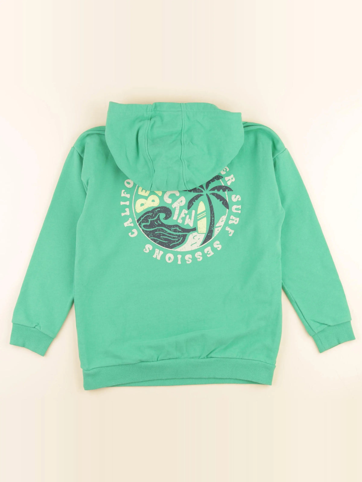 Vertbaudet - sweat imprimé au dos vert - 12 ans