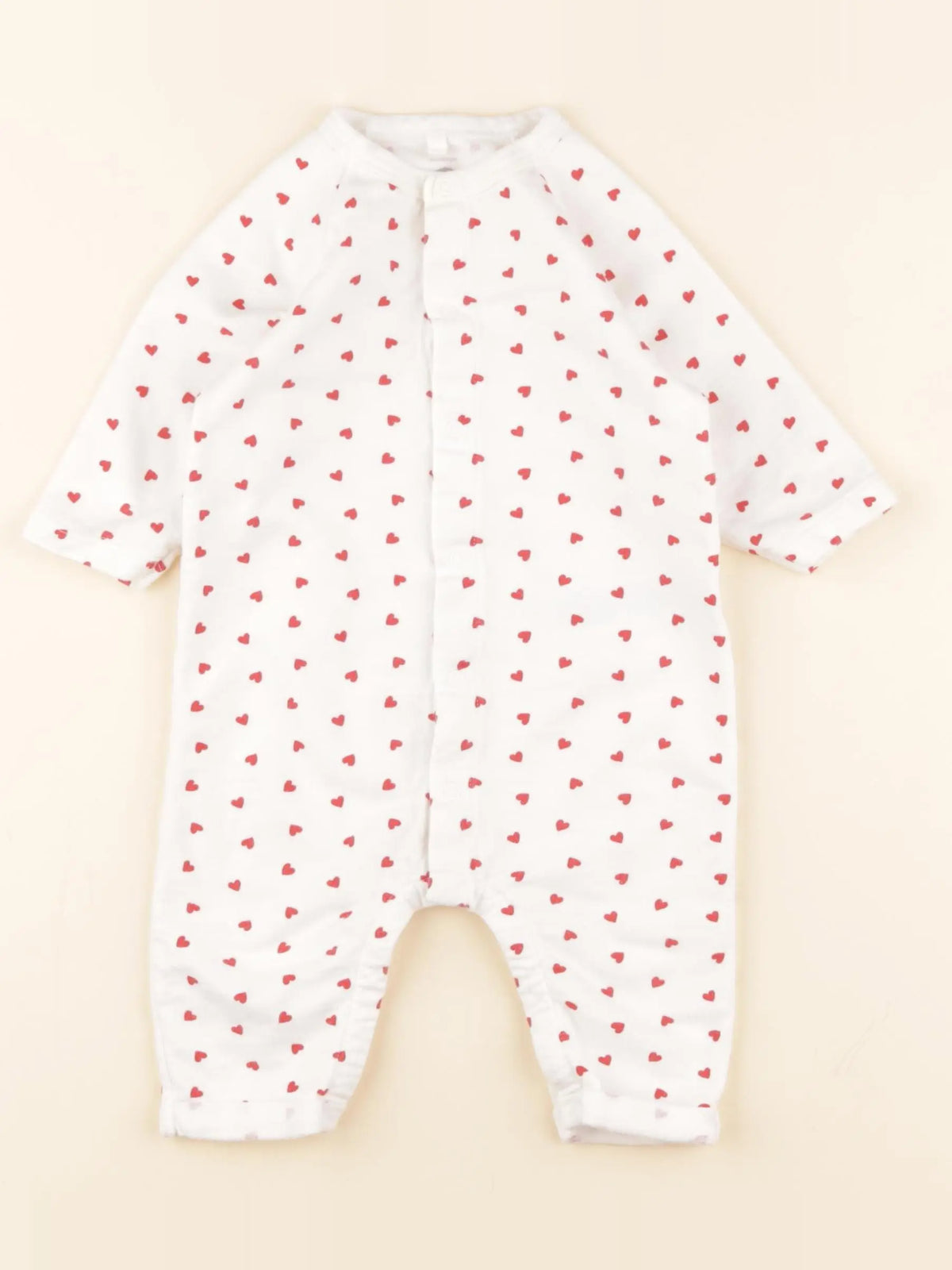 Petit Bateau - pyjama coton blanc, rouge - 6 mois