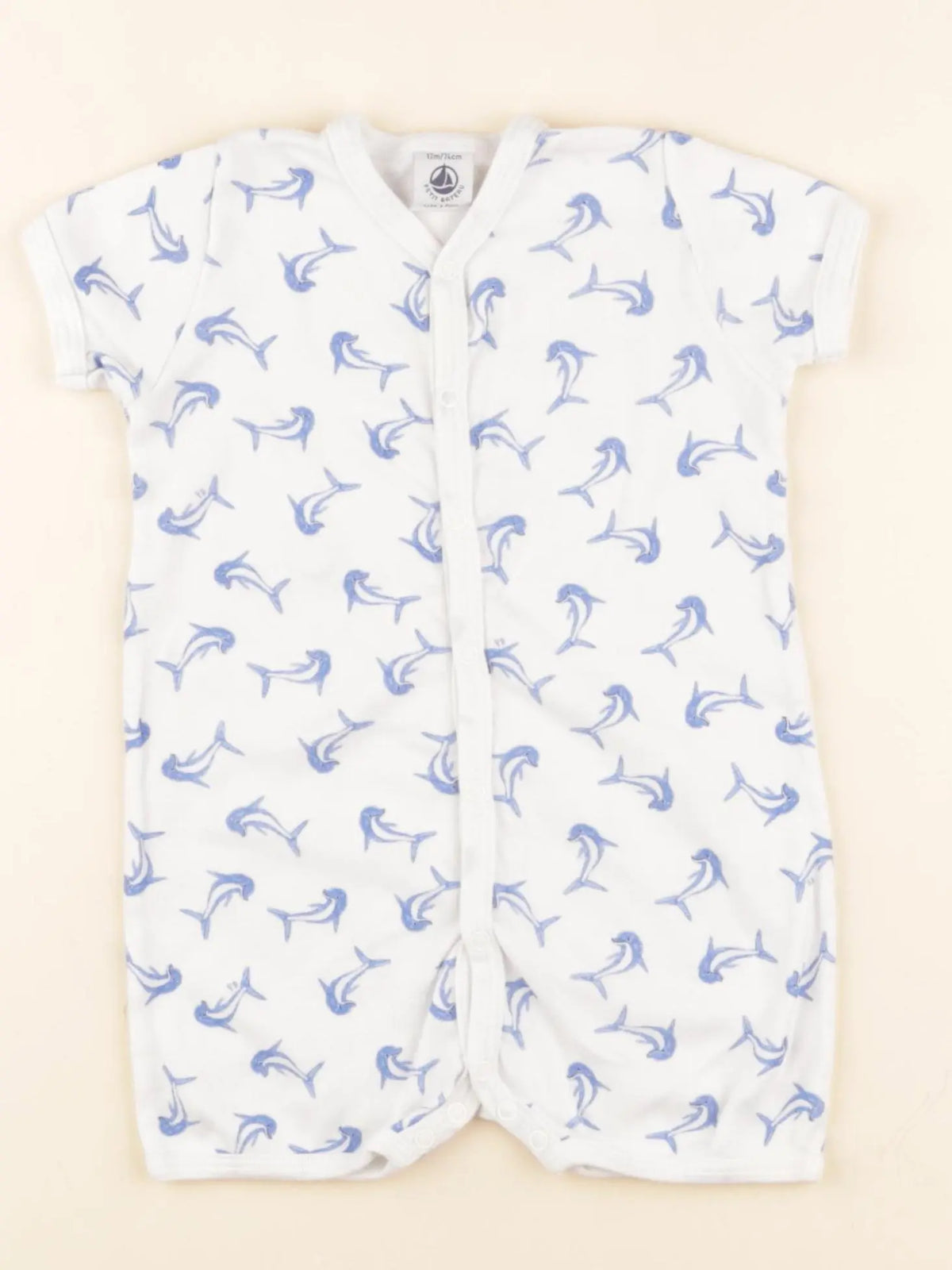 Petit Bateau - pyjama coton bleu, blanc - 12 mois