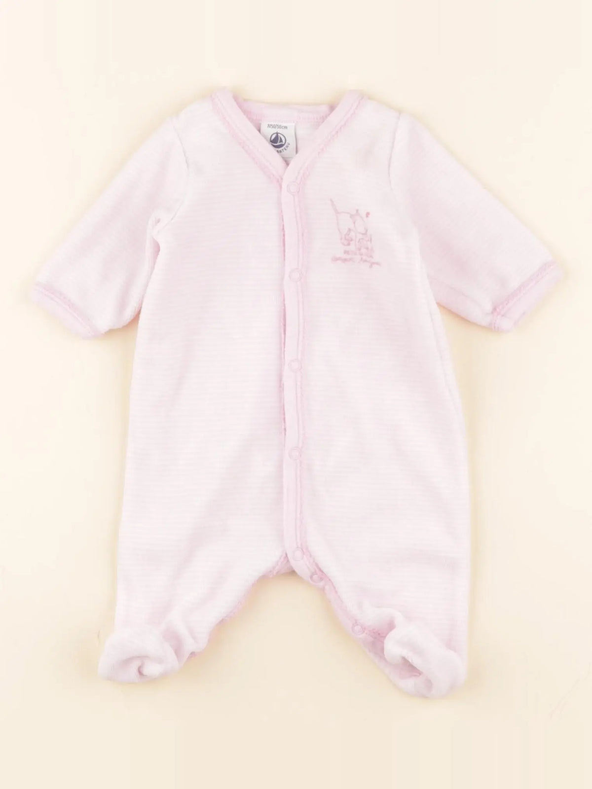 Petit Bateau - pyjama velours rose - 0 mois