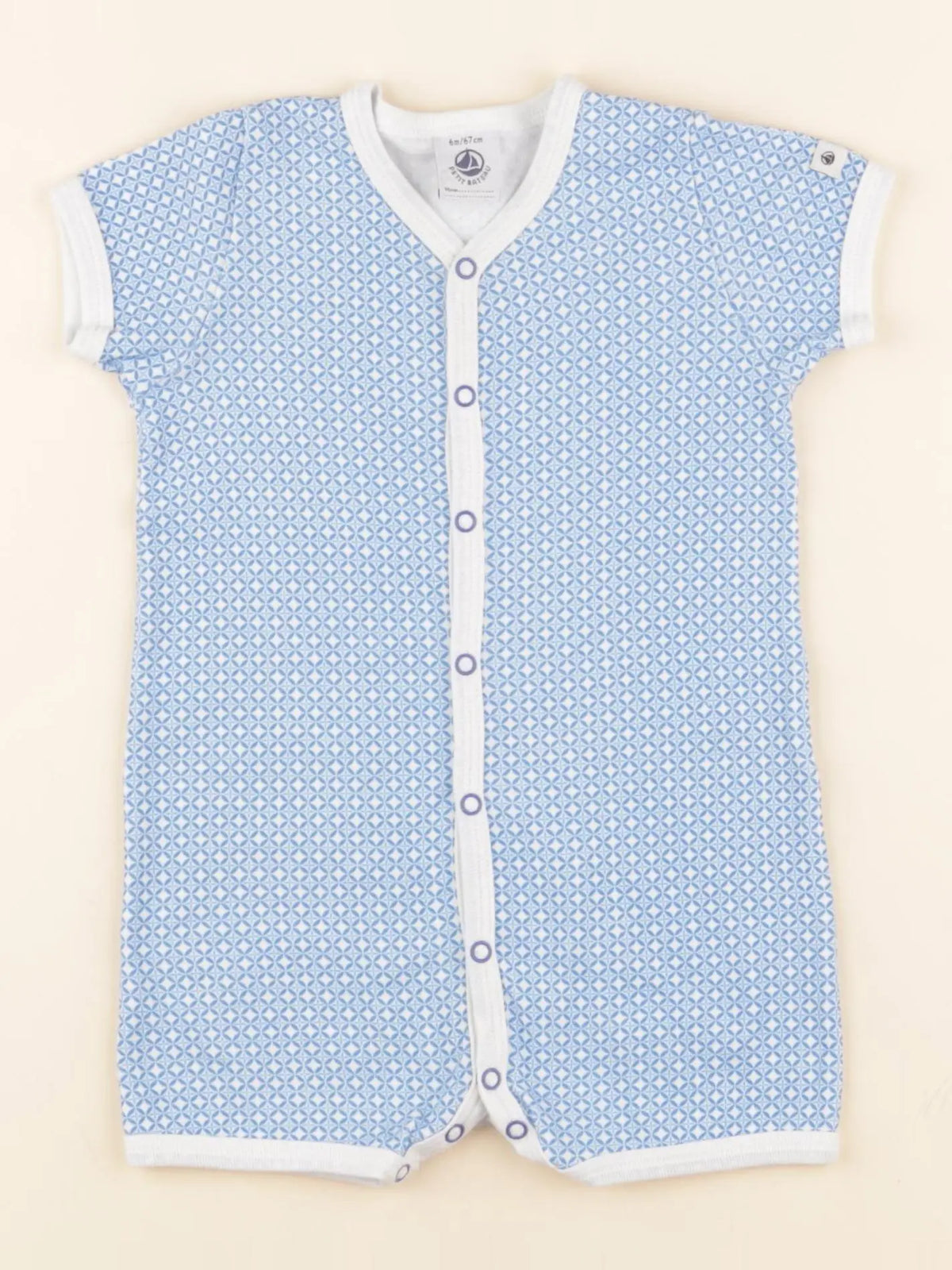 Petit Bateau - pyjama coton bleu - 6 mois