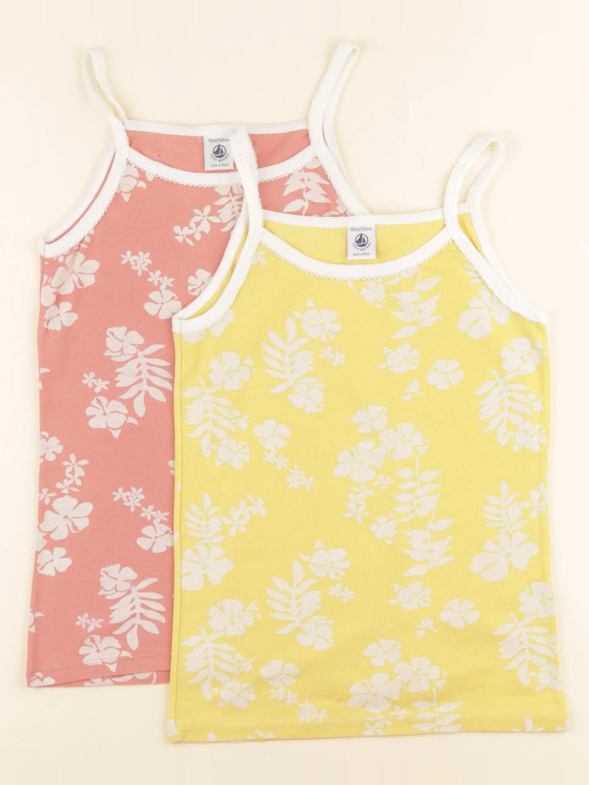 Petit Bateau - lot de 2 maillots de corps jaune, rose - 10 ans