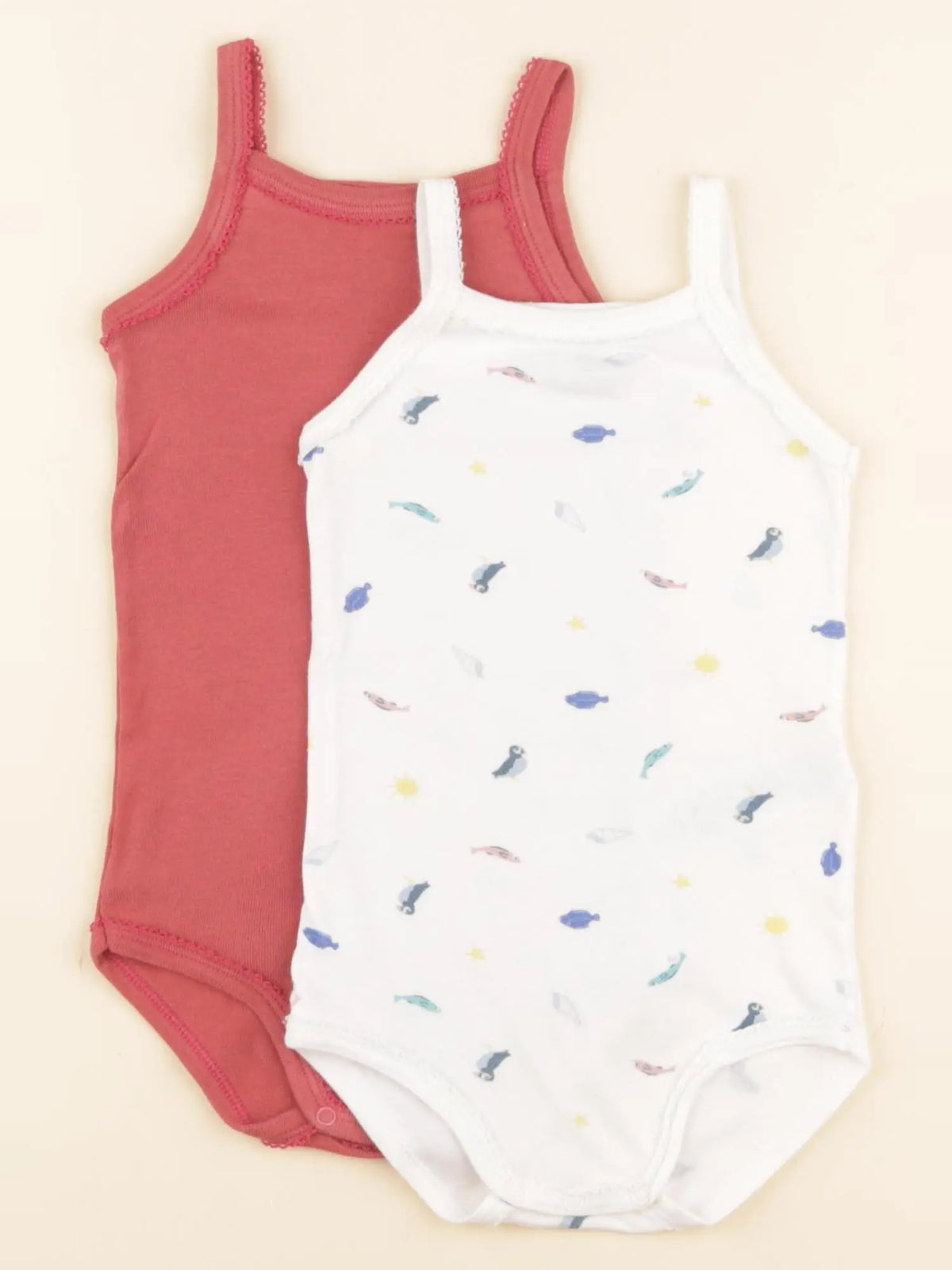 Petit Bateau - lot de 2 bodies en coton blanc, rose - 18 mois