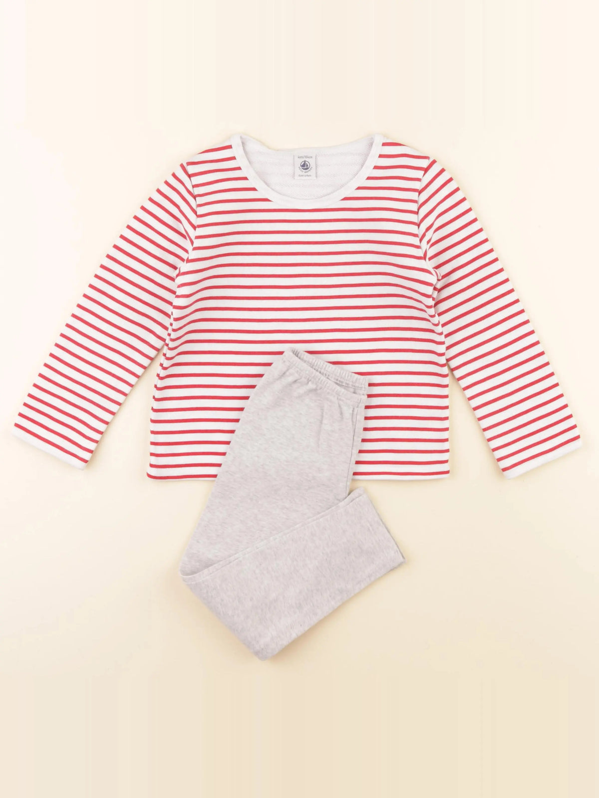 Petit Bateau - pyjama coton gris, rouge - 4 ans