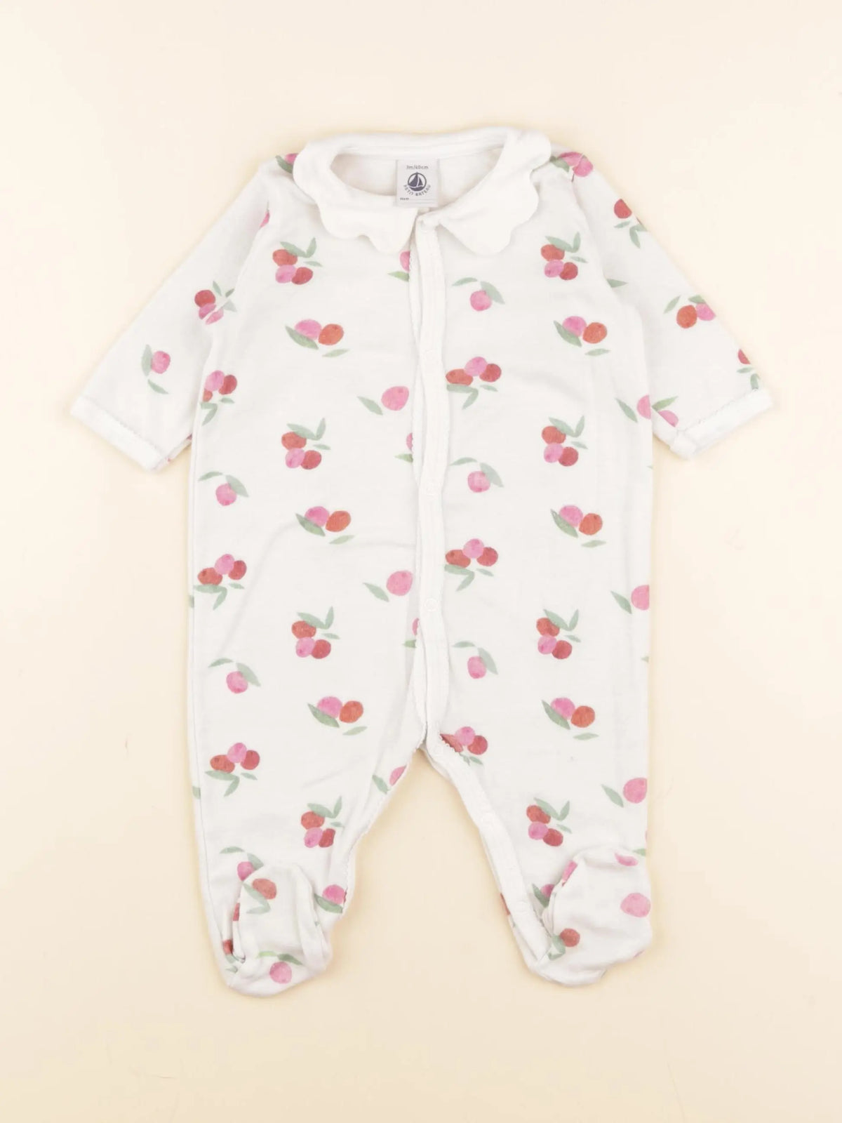 Petit Bateau - pyjama coton blanc - 3 mois