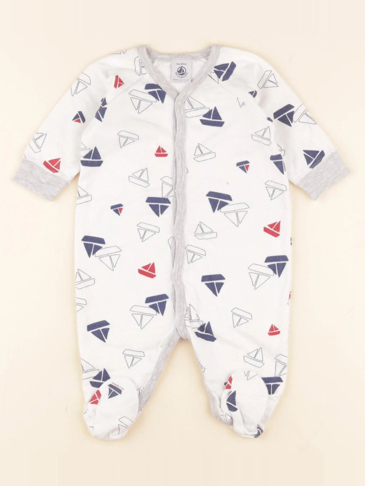 Petit Bateau - pyjama coton blanc - 3 mois