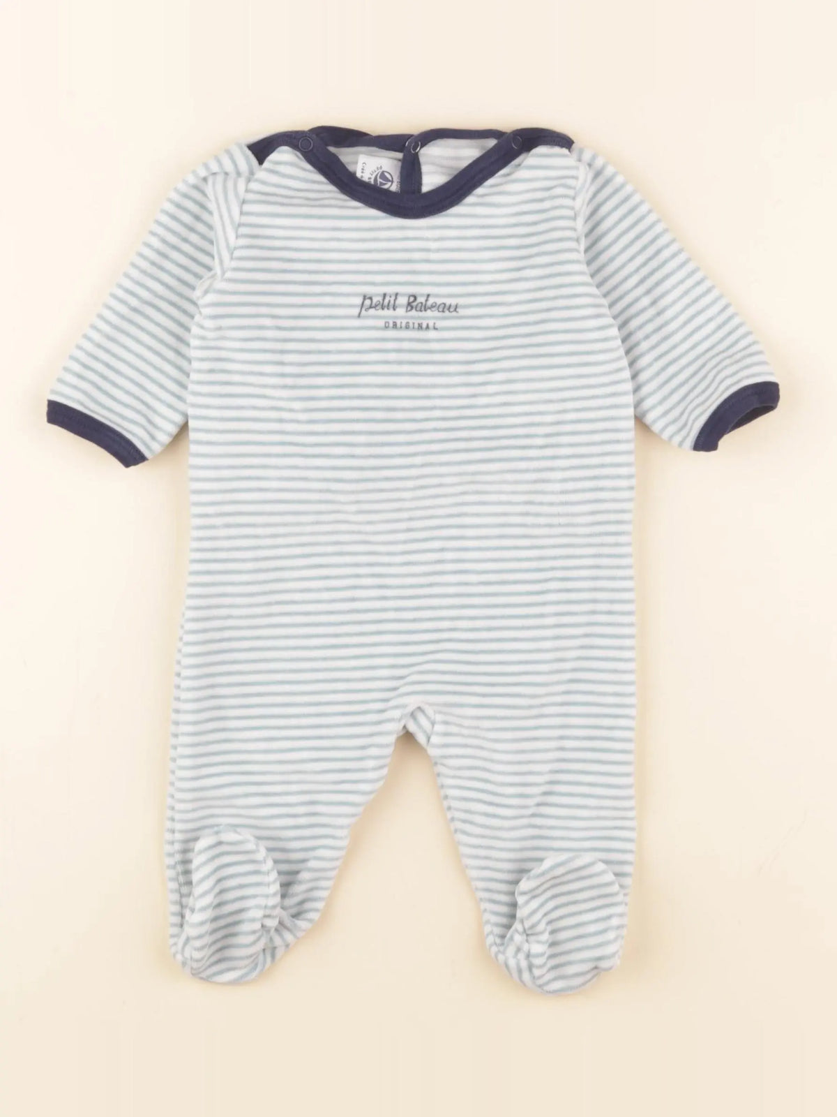 Petit Bateau - pyjama velours bleu - 3 mois