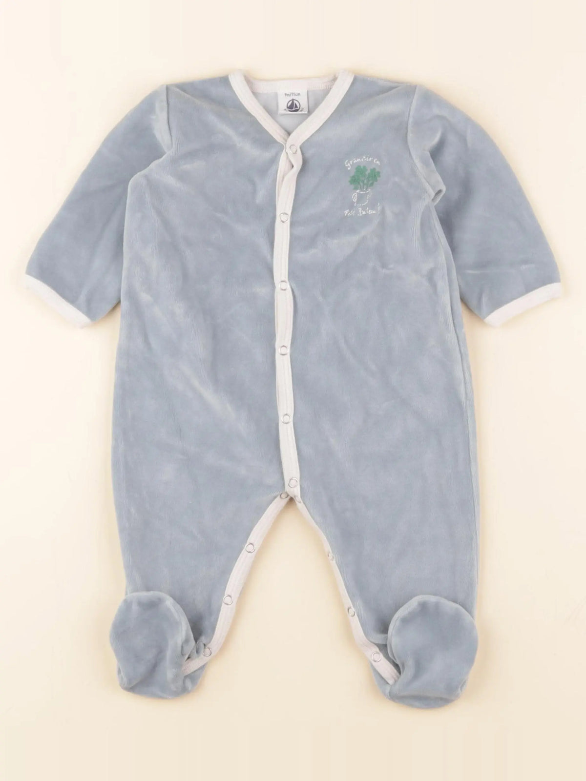 Petit Bateau - pyjama velours bleu - 9 mois