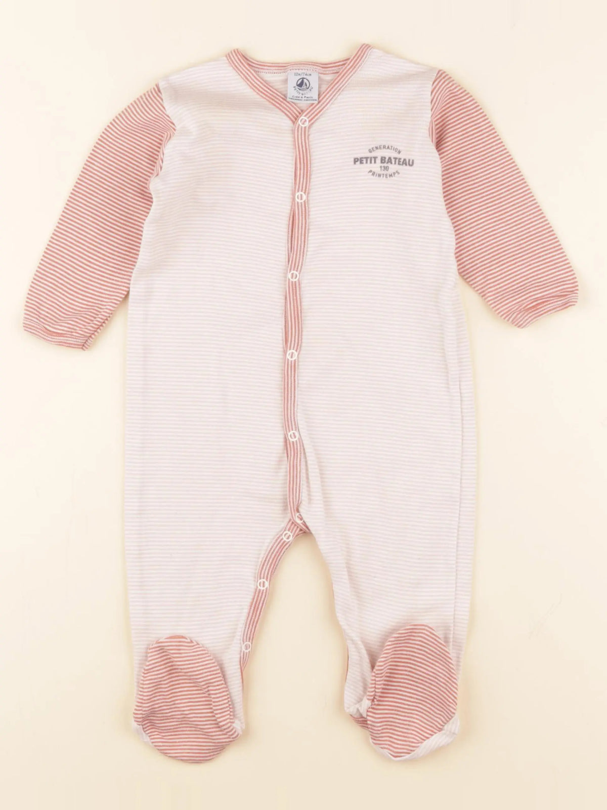 Petit Bateau - pyjama coton rose - 12 mois
