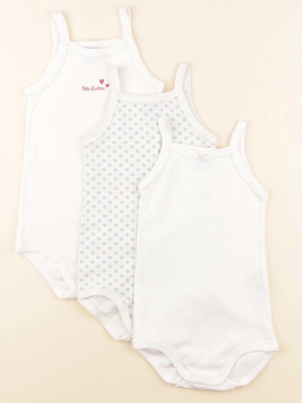 Petit Bateau - lot de 3 bodies en coton blanc - 24 mois