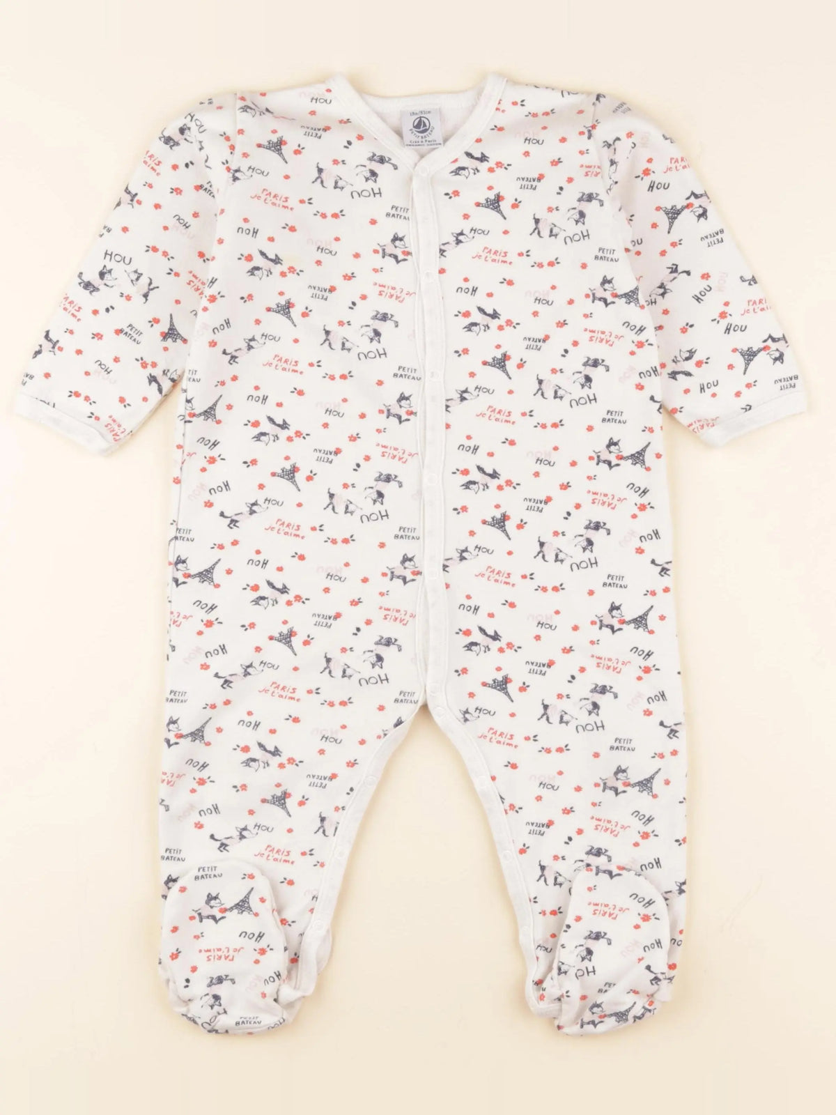 Petit Bateau - pyjama coton blanc - 18 mois
