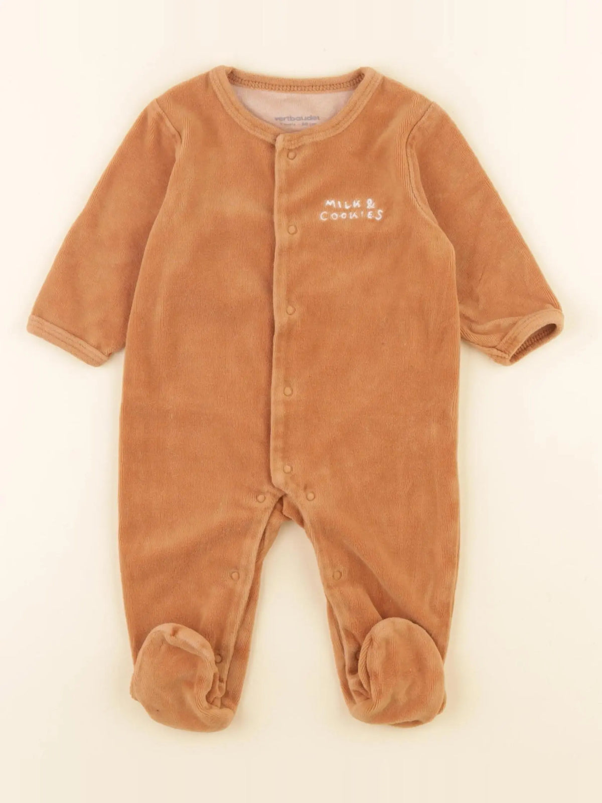 Vertbaudet - pyjama velours marron - 3 mois