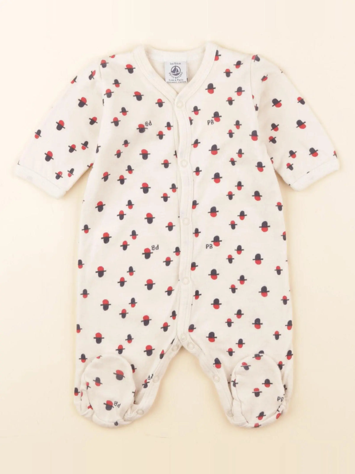 Petit Bateau - pyjama coton beige - 1 mois