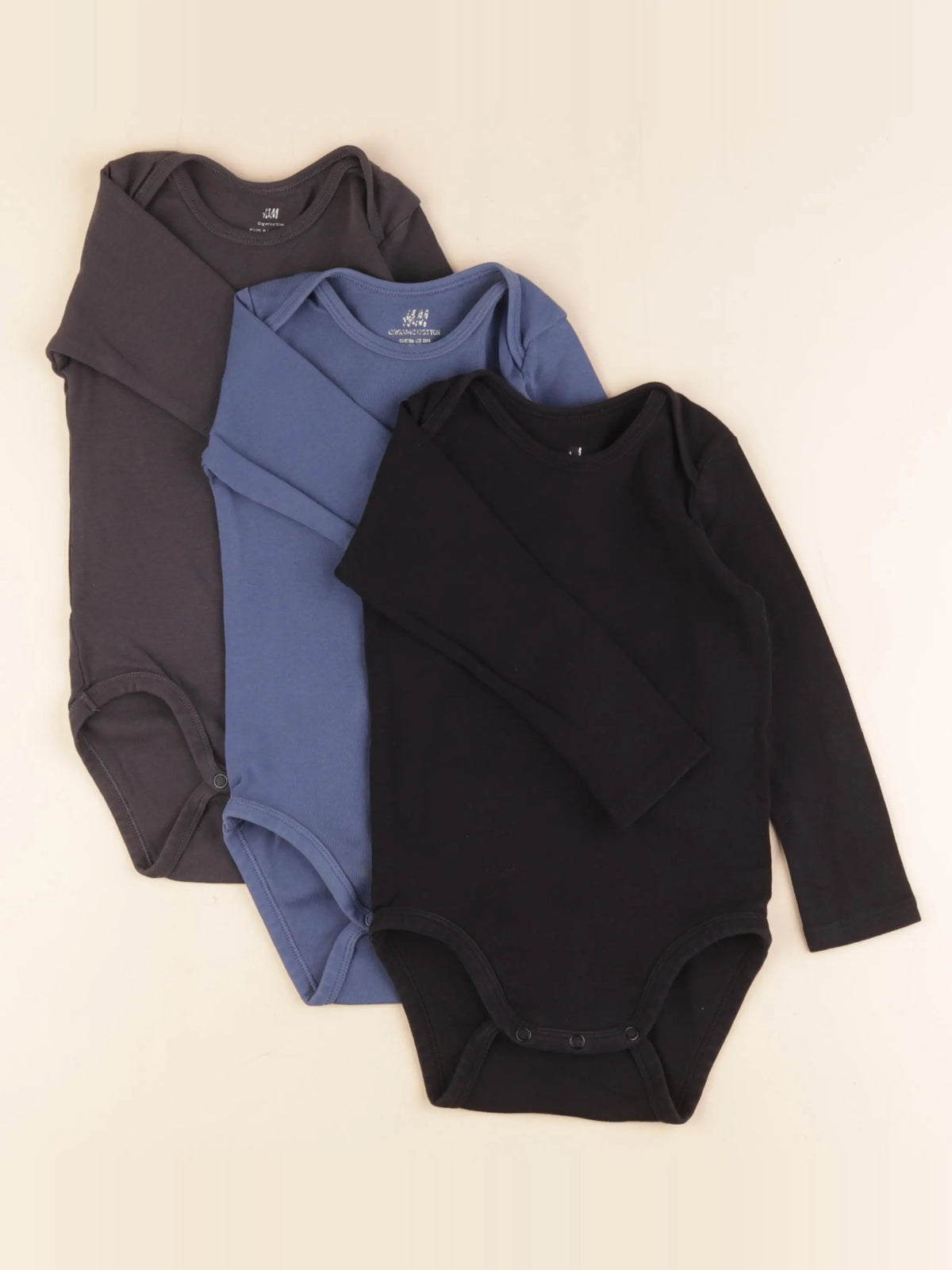 H&M - lot de 3 bodies en coton multicolore - 12/18 mois