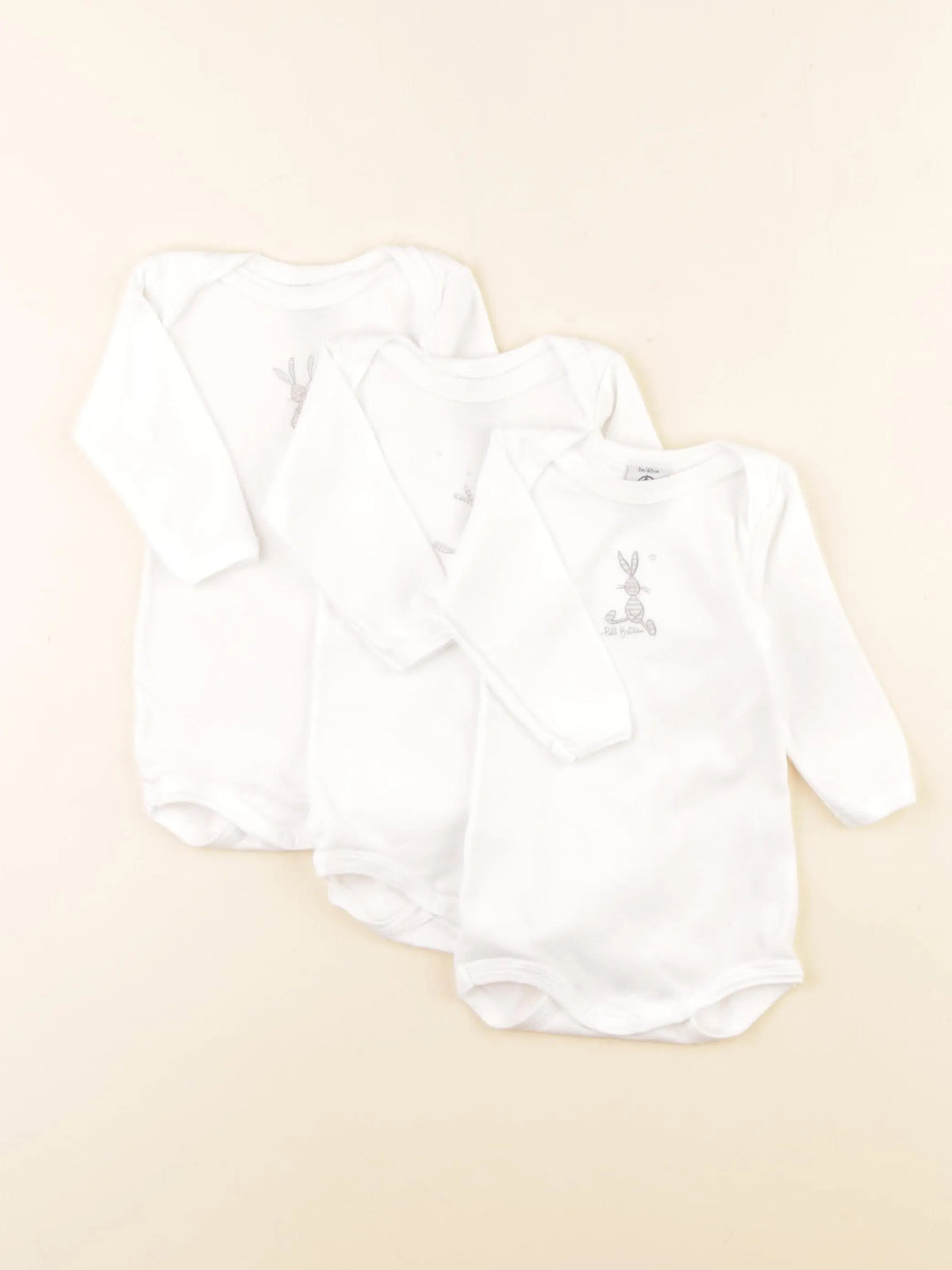 Petit Bateau - lot de 3 bodies en coton blanc - 3 mois