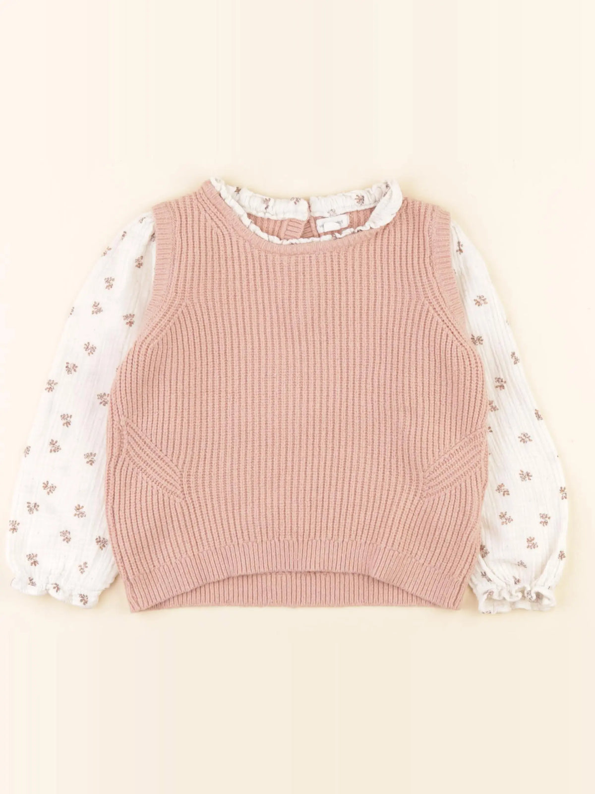 Vertbaudet - pull rose, blanc - 36 mois