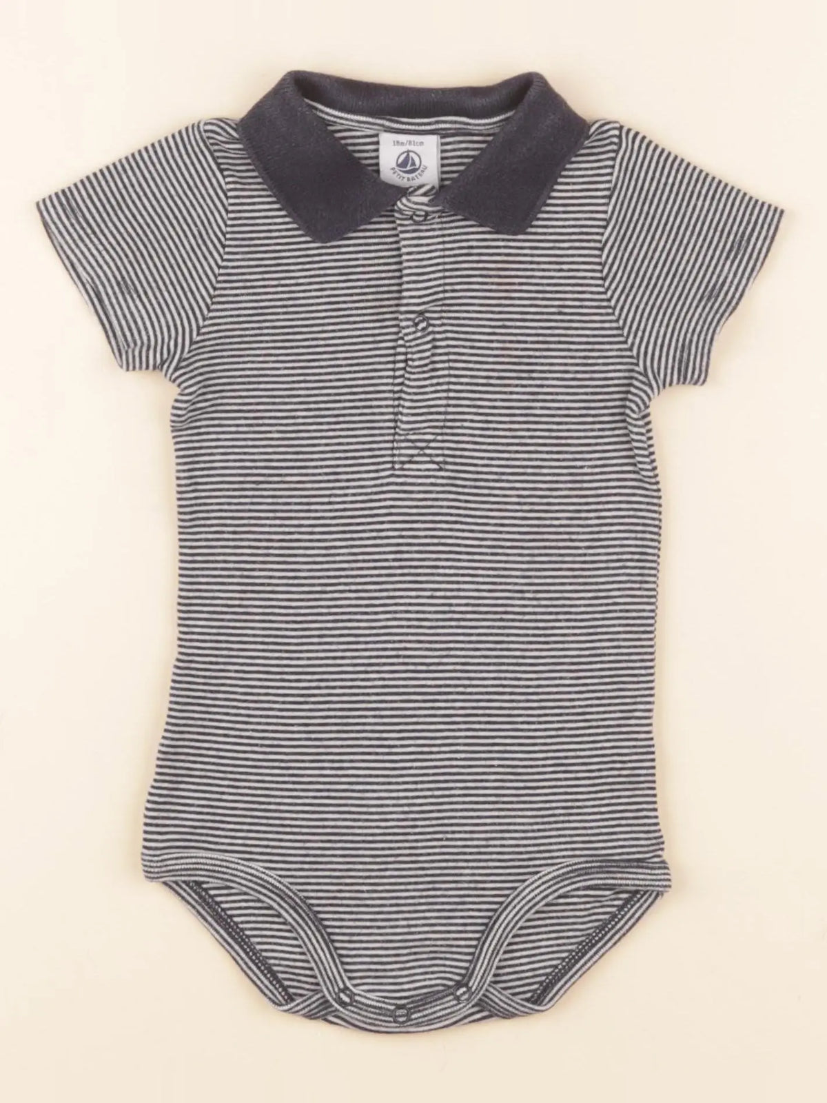 Petit Bateau - body à col bleu - 18 mois