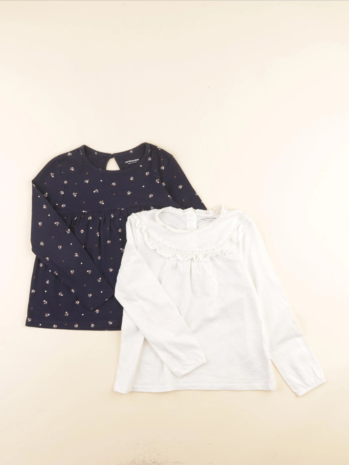 Vertbaudet - lot de 2 tee-shirts blanc, bleu - 6 ans