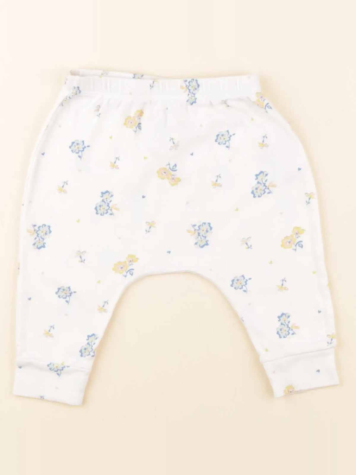 Petit Bateau - sarouel blanc, bleu - 6 mois