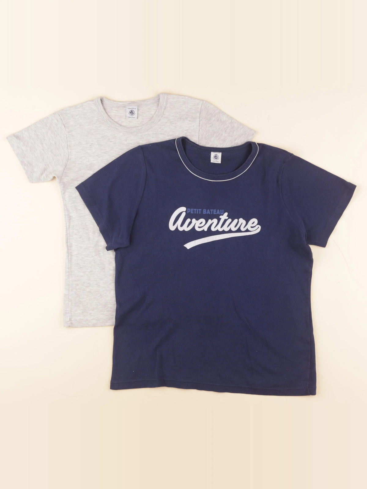 Petit Bateau - lot de 2 maillots de corps bleu, gris - 12 ans