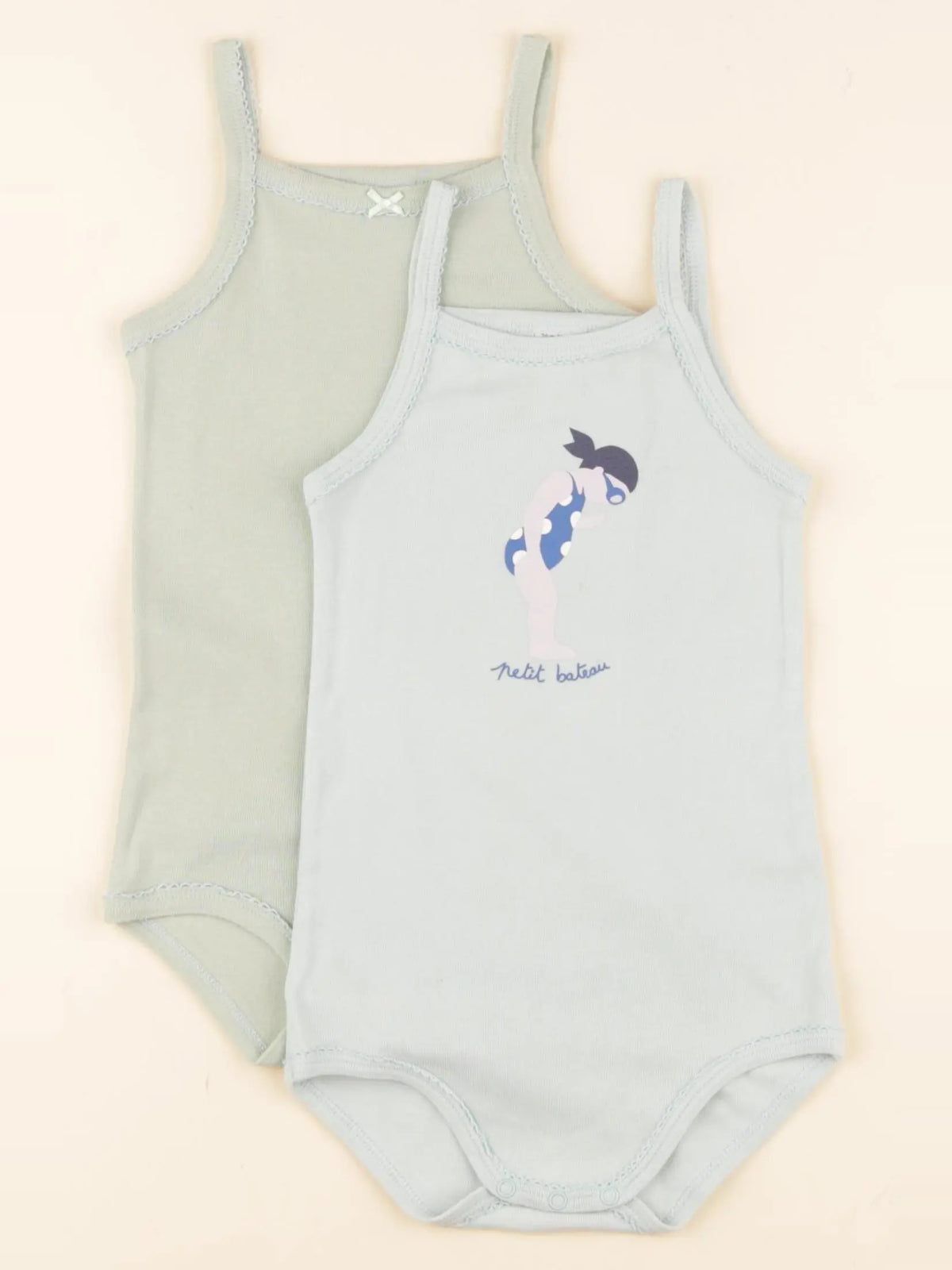 Petit Bateau - lot de 2 bodies en coton bleu, vert - 24 mois