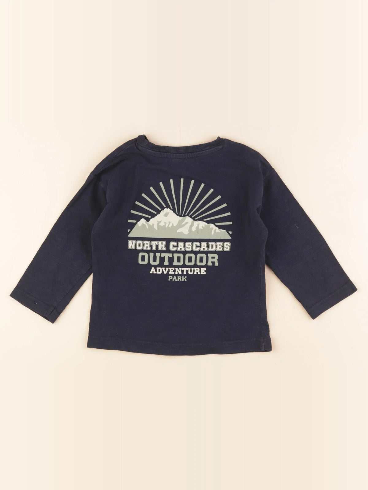 Vertbaudet - lot de 2 tee-shirts imprimé au dos bleu, beige - 2 ans