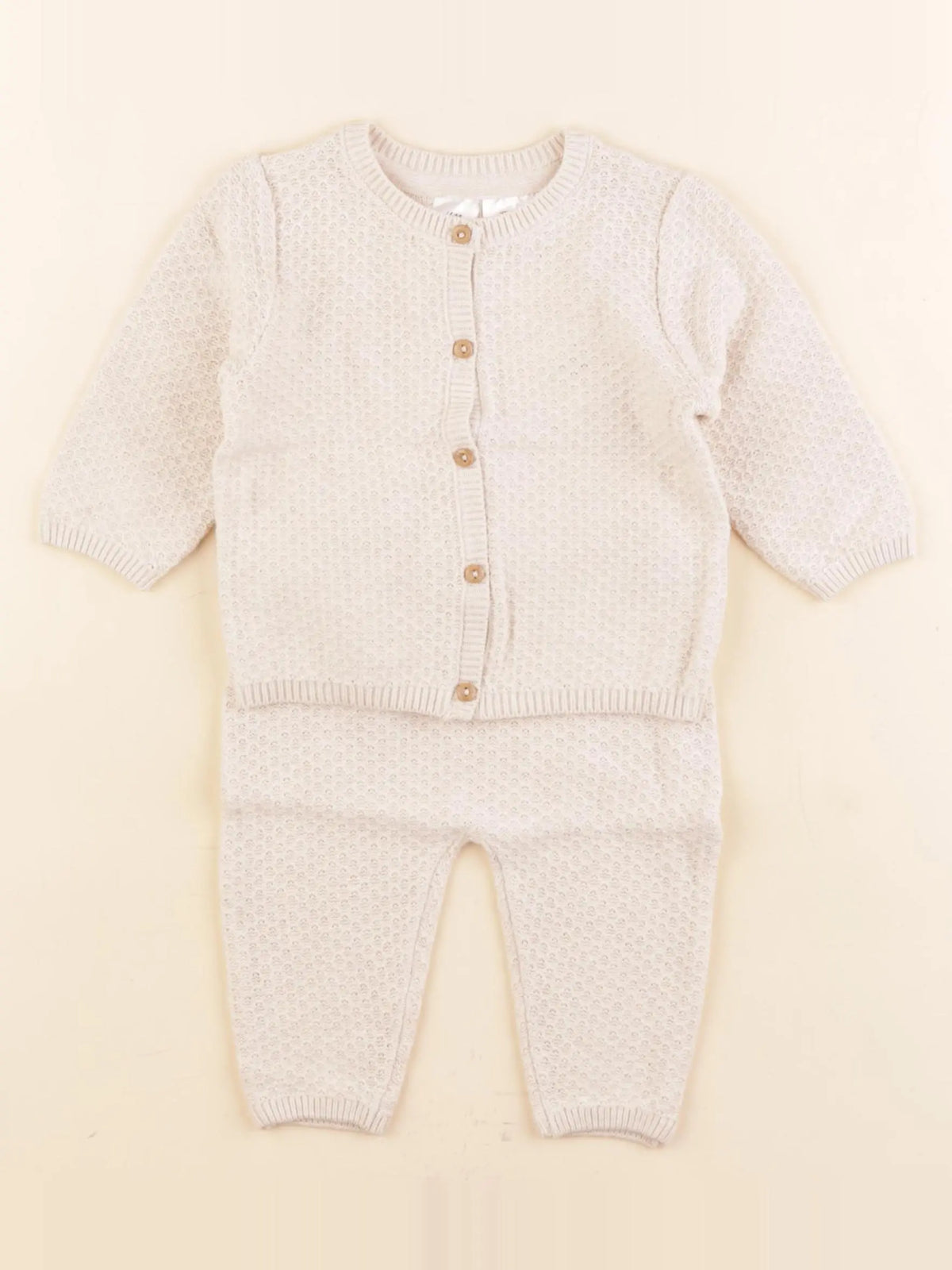 H&M - ensemble beige - 2/4 mois