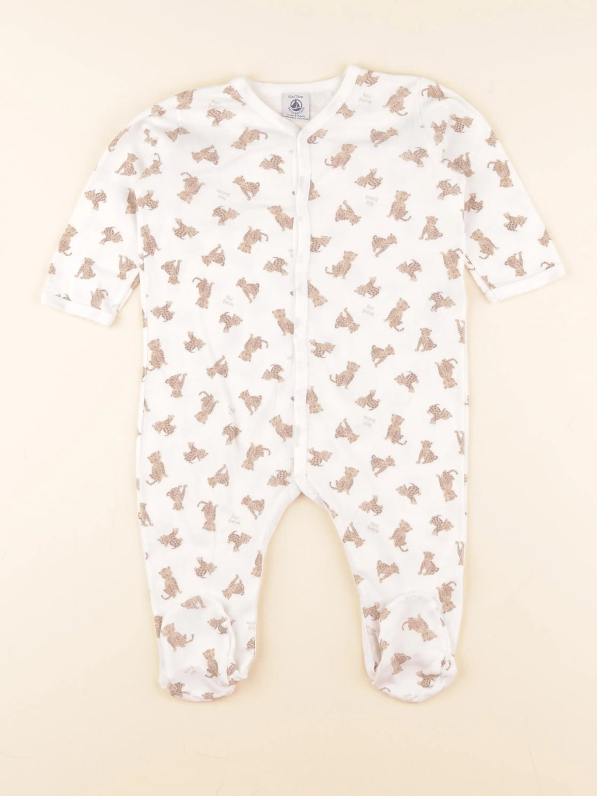 Petit Bateau - pyjama coton blanc - 12 mois