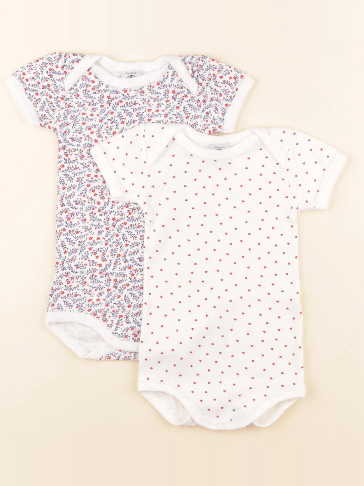 Petit Bateau - lot de 2 bodies en coton blanc - 6 mois