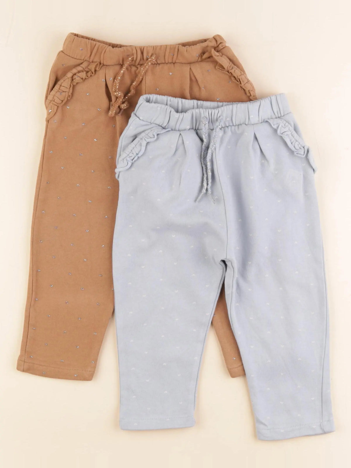 Vertbaudet - lot de 2 joggings bleu, marron - 24 mois