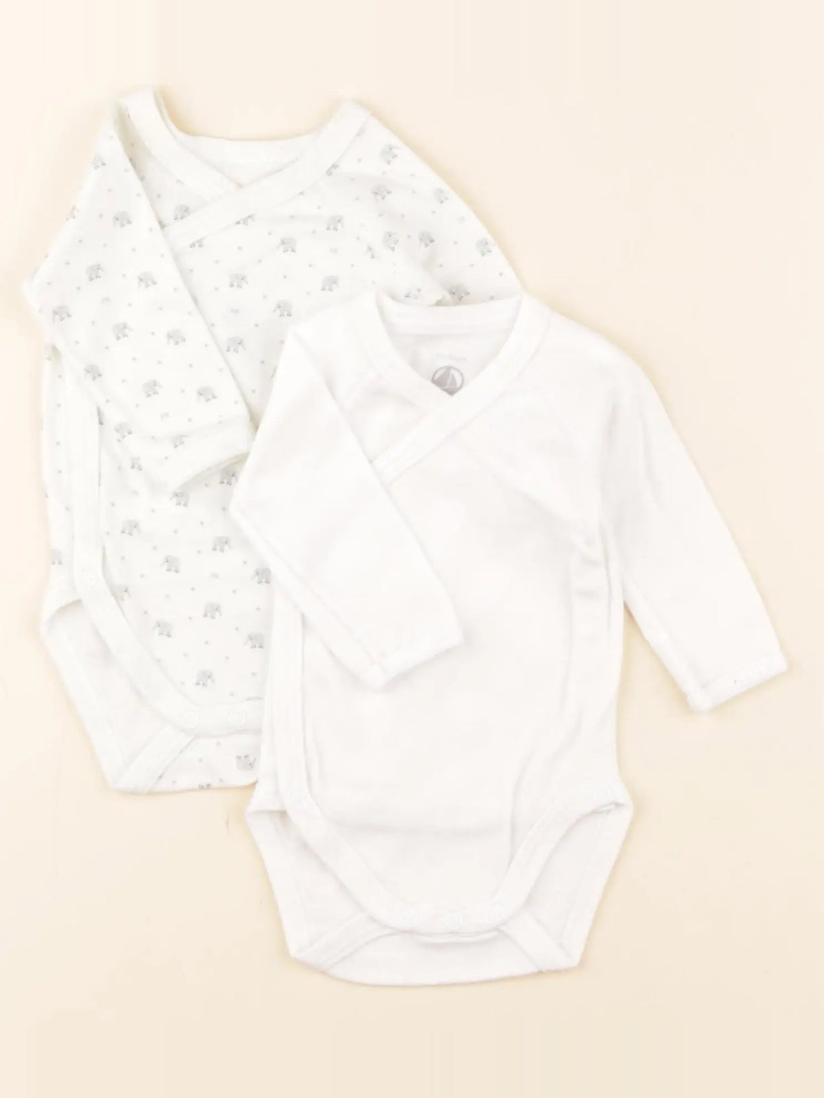 Petit Bateau - lot de 2 bodies en coton blanc - 1 mois
