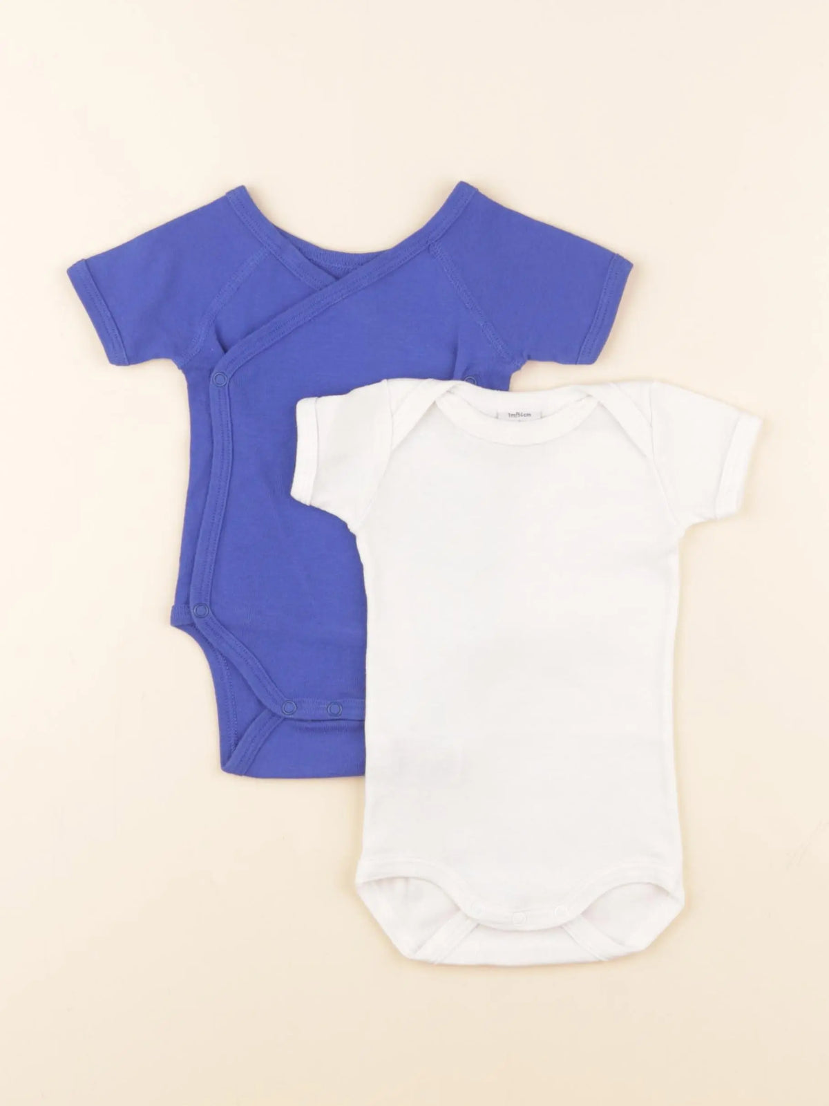 Petit Bateau - lot de 2 bodies en coton bleu, blanc - 1 mois