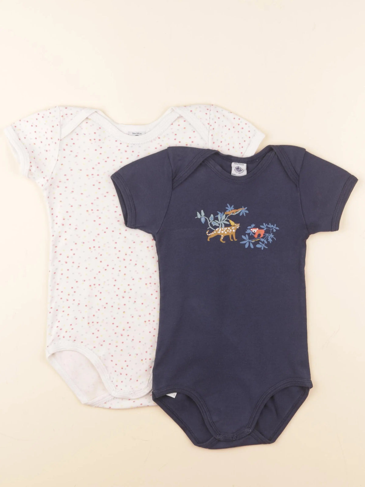 Petit Bateau - lot de 2 bodies en coton blanc, bleu - 36 mois