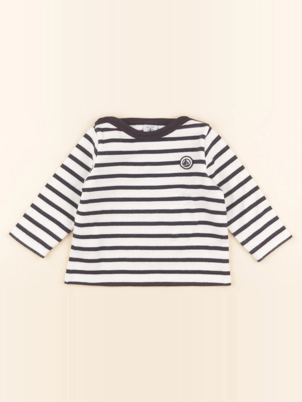 Petit Bateau - pull blanc, bleu - 12 mois