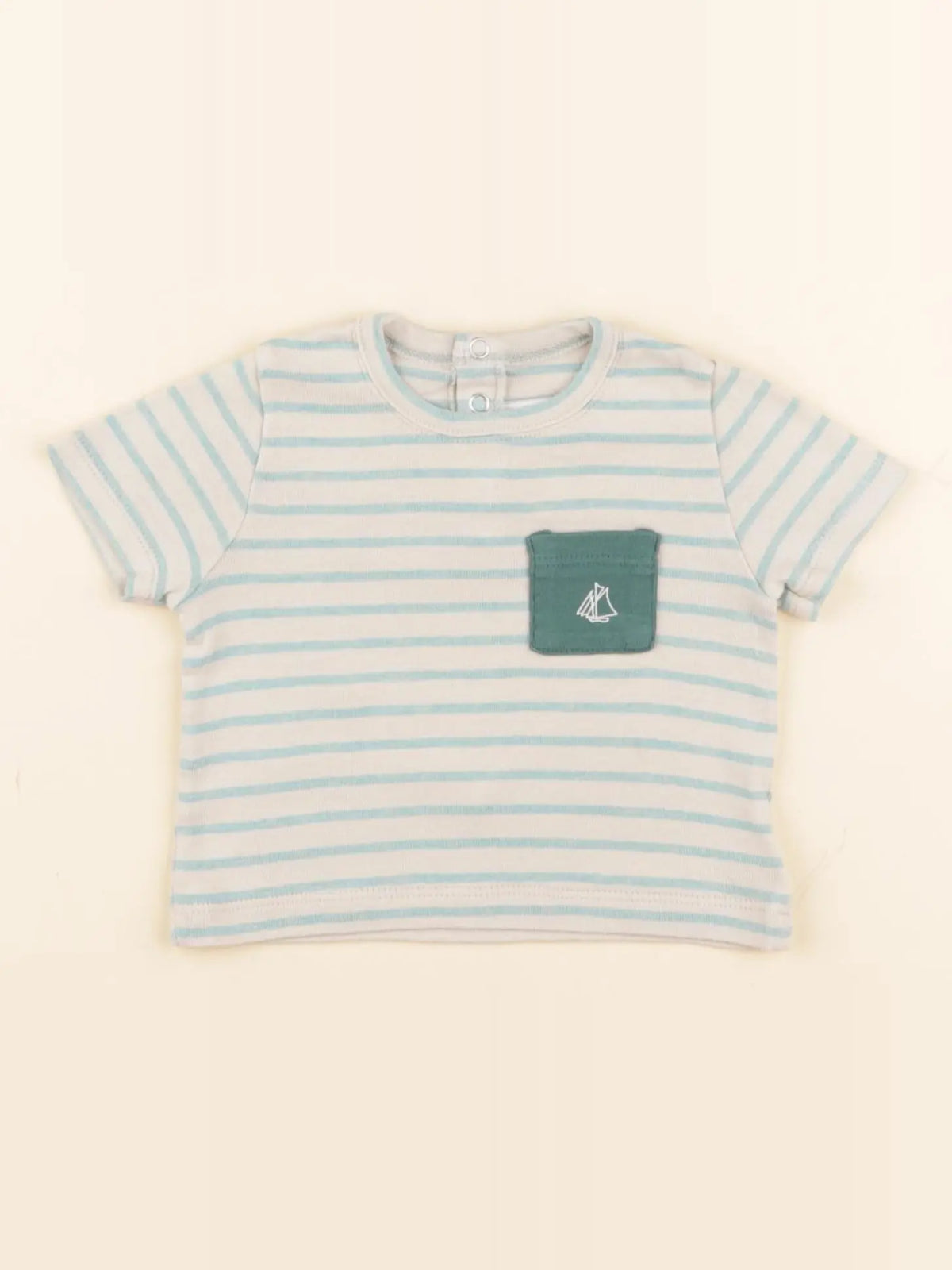 Petit Bateau - tee-shirt beige, bleu - 3 mois