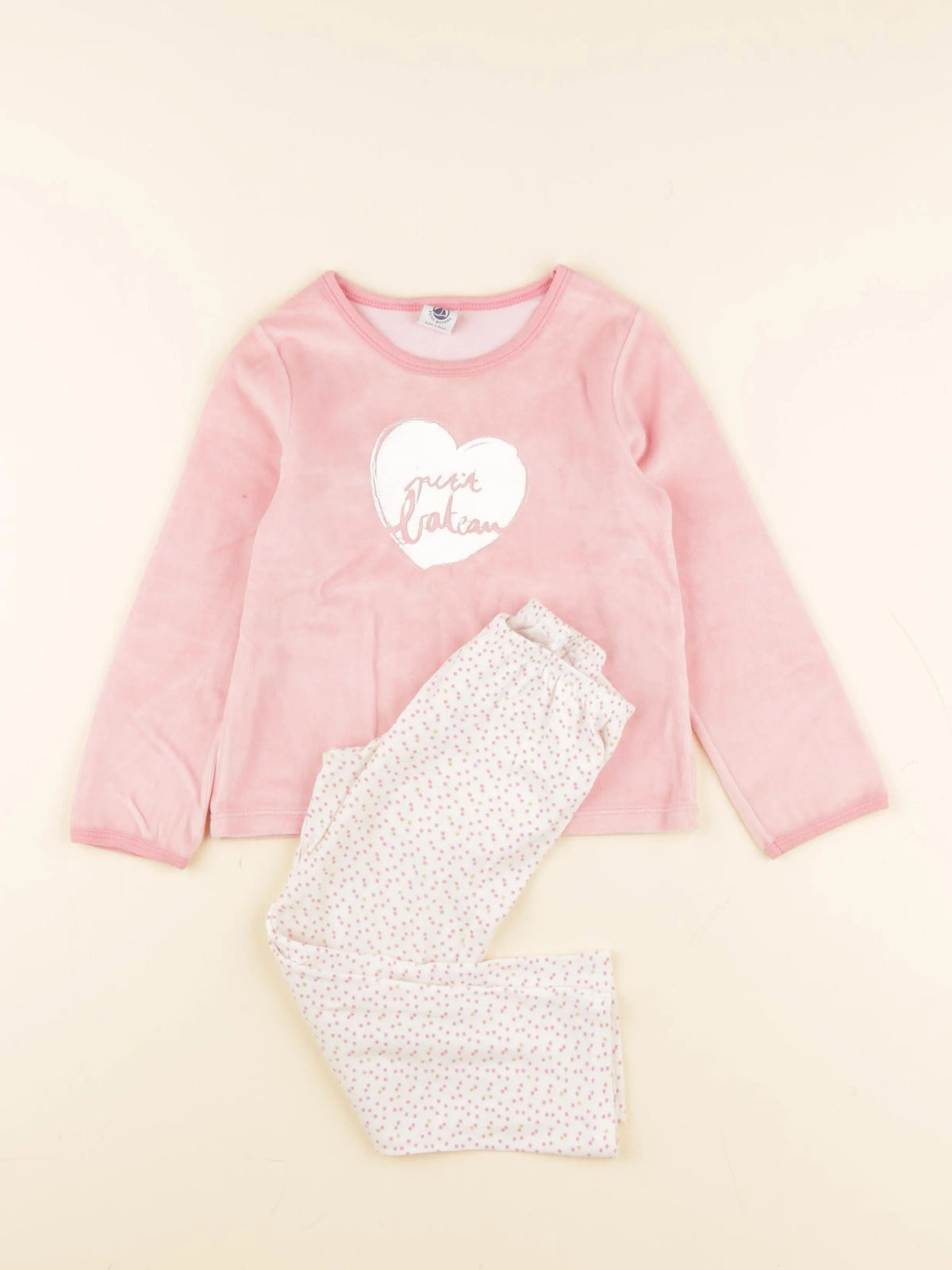 Petit Bateau - pyjama velours rose - 4 ans