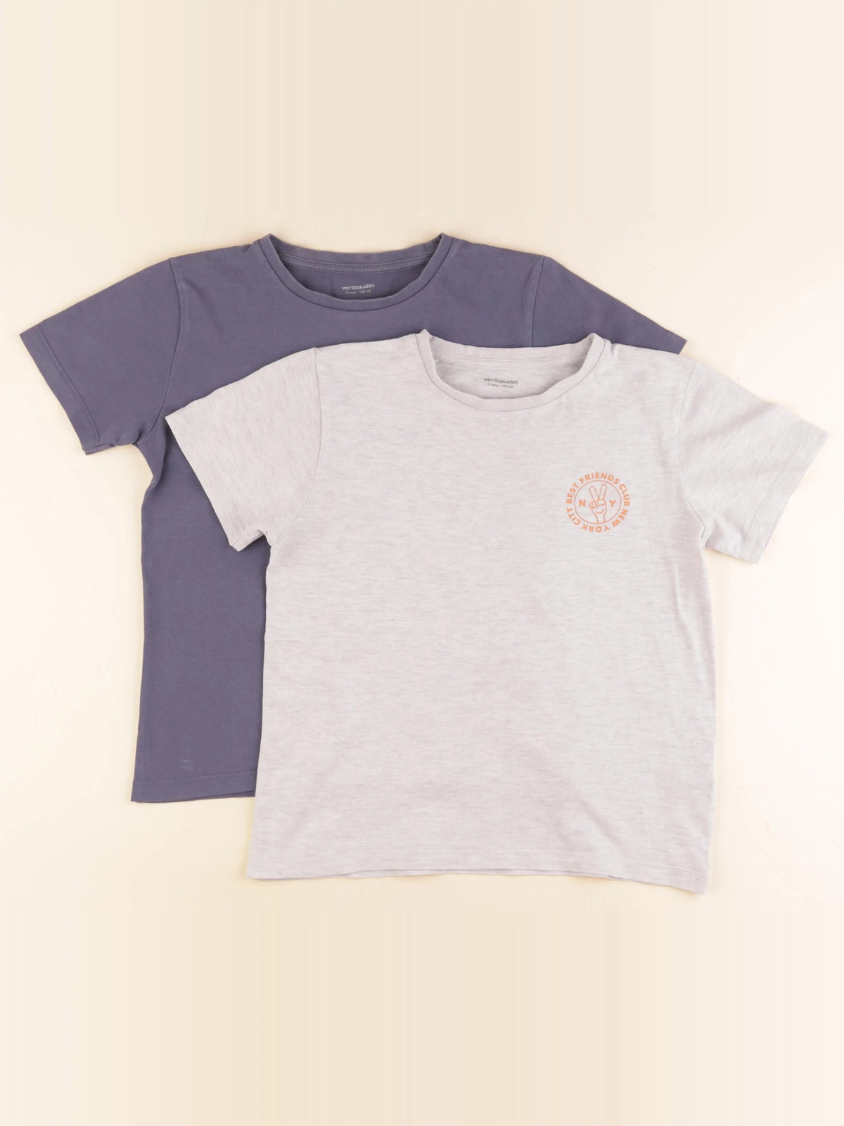 Vertbaudet - lot de 2 tee-shirts gris, bleu - 10 ans