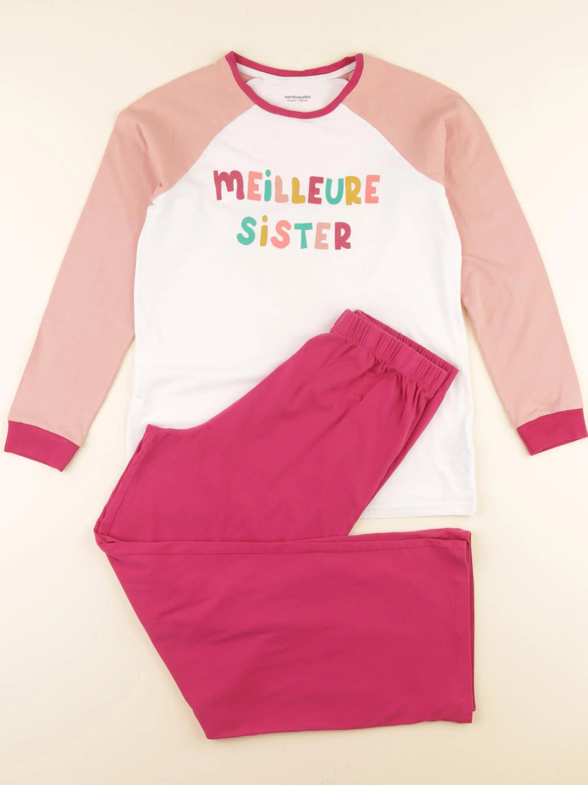 Vertbaudet - pyjama coton rose - 12 ans