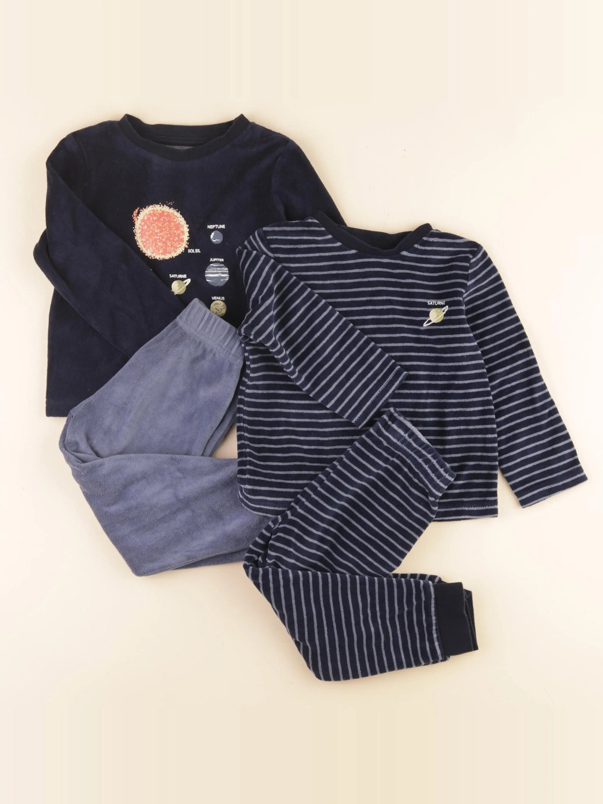 Vertbaudet - lot de 2 pyjamas velours bleu - 3 ans