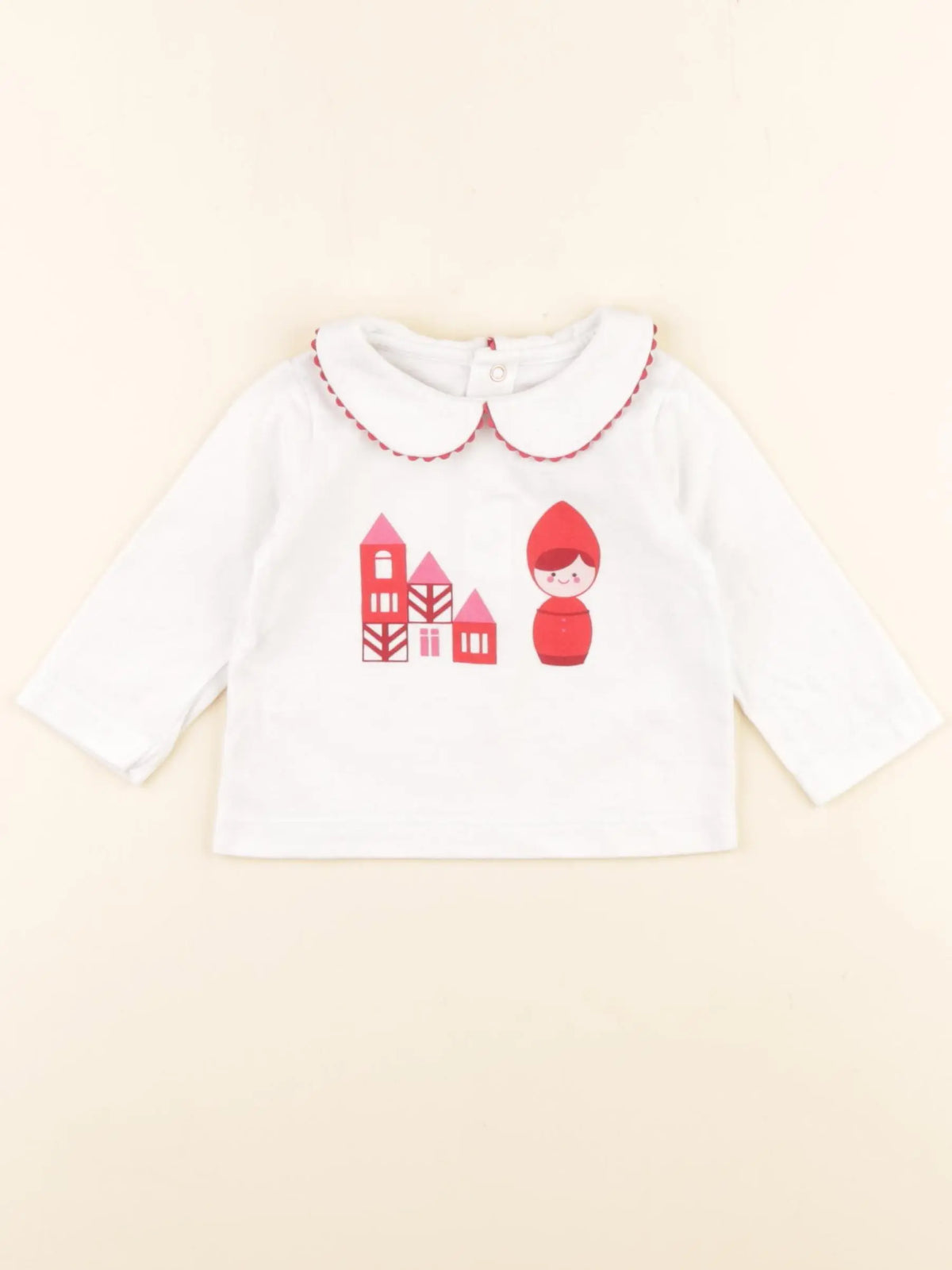 Jacadi - tee-shirt blanc, rouge - 6 mois
