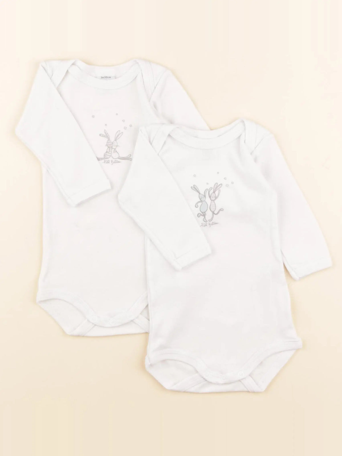 Petit Bateau - lot de 2 bodies en coton blanc - 3 mois